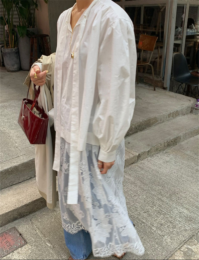 体型カバー レース切り替え 長袖 マキシ ロングワンピ ロングワンピース ロングシャツ レディース
