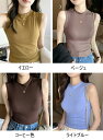 コーデ リブ 無地 ショート丈 タイトtシャツ クルーネック ノースリーブ tシャツ タンクトップ レディース