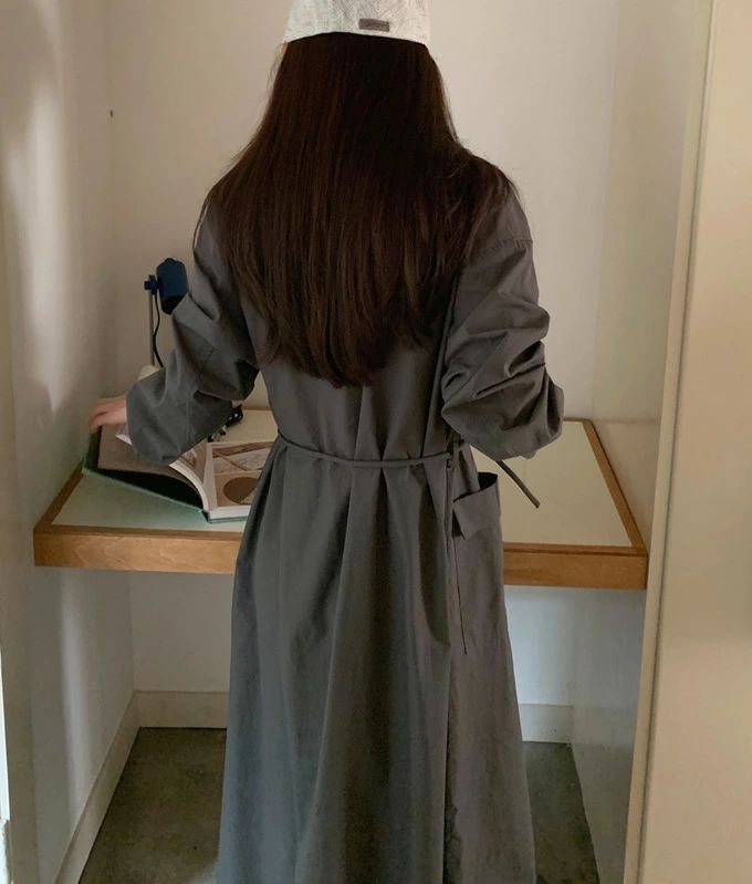 着痩せ 大きいサイズ ウェストリボン マキシワンピース 立襟 羽織 長袖 ロングワンピース レディース