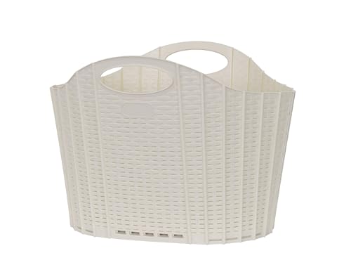 新パッケージ】ランドリーバスケッ 120882 (大)38L アイボリー ラタン調 バスケット ランドリー 折りたためる セイエイ(seiei)【