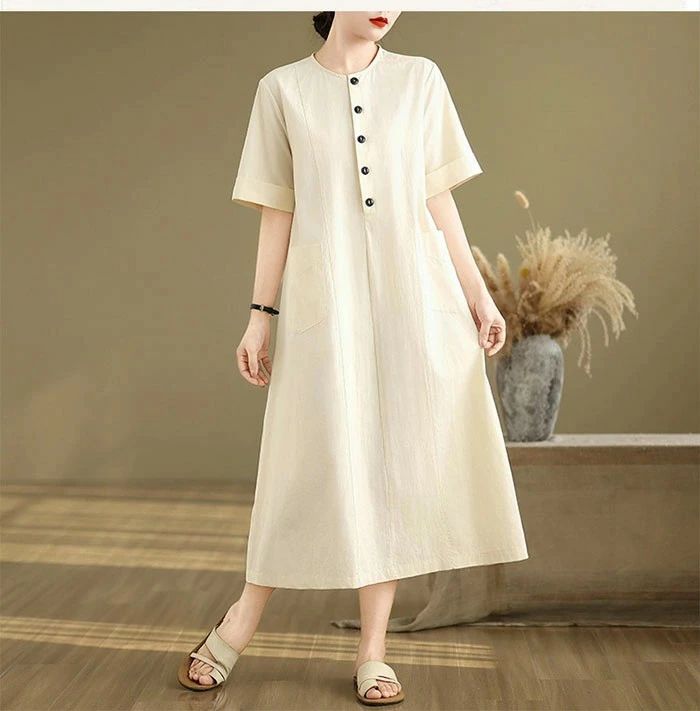 送料無料 ナチュラル 大人可愛い カジュアル 着痩せ 大きいサイズ ゆったり シンプル Aライン 無地 ミ..