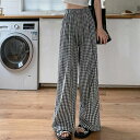 レディース ボトムス パンツ ロングパンツ 春 夏 ストレート チェック柄 パジャマ ギンガムチェック サマーパンツ 快適