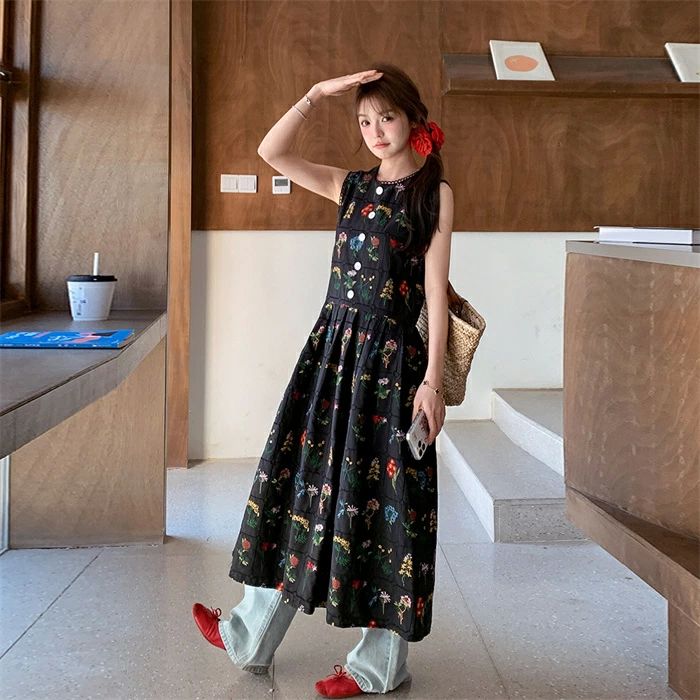 ワンピース ノースリーブ レディース ロング ワンピース ロング丈 aライン Aライン タンクワンピース ワンピース ワンピ