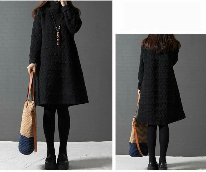 レディース 秋冬 長袖 チュニック 冬 ワンピース 大人可愛い ハイネック チュニックワンピース 森ガール プルオーバー 膝丈