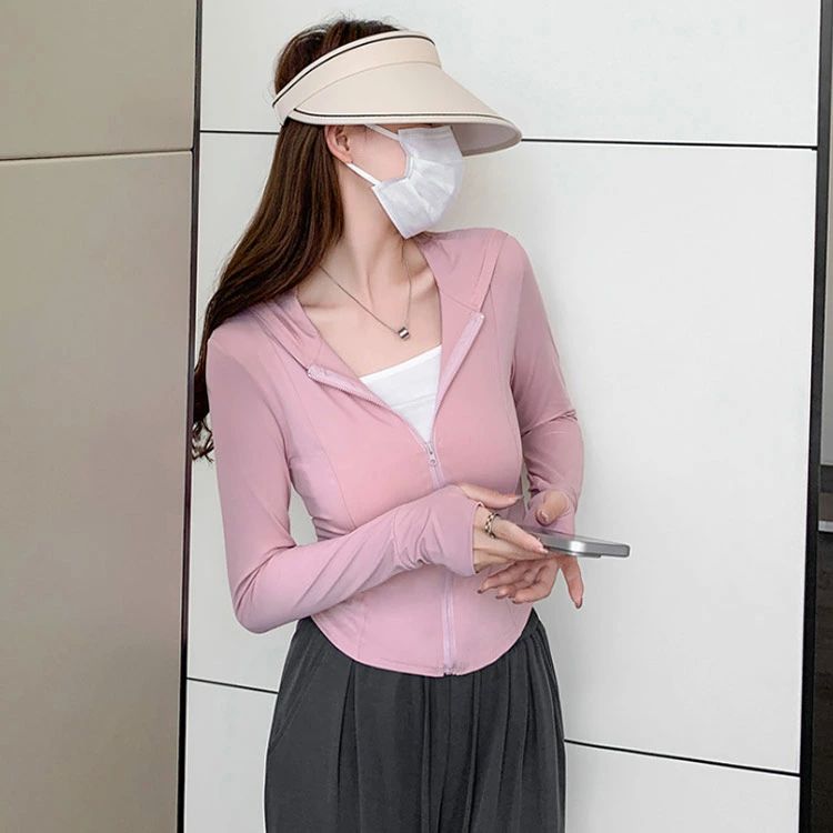 パーカー レディース 夏 薄手 細身 丸裾 通気性 接触冷感 涼しい UVカット 指穴 日焼け防止 遮蔽率99.9％ UPF50+ 紫外線対策