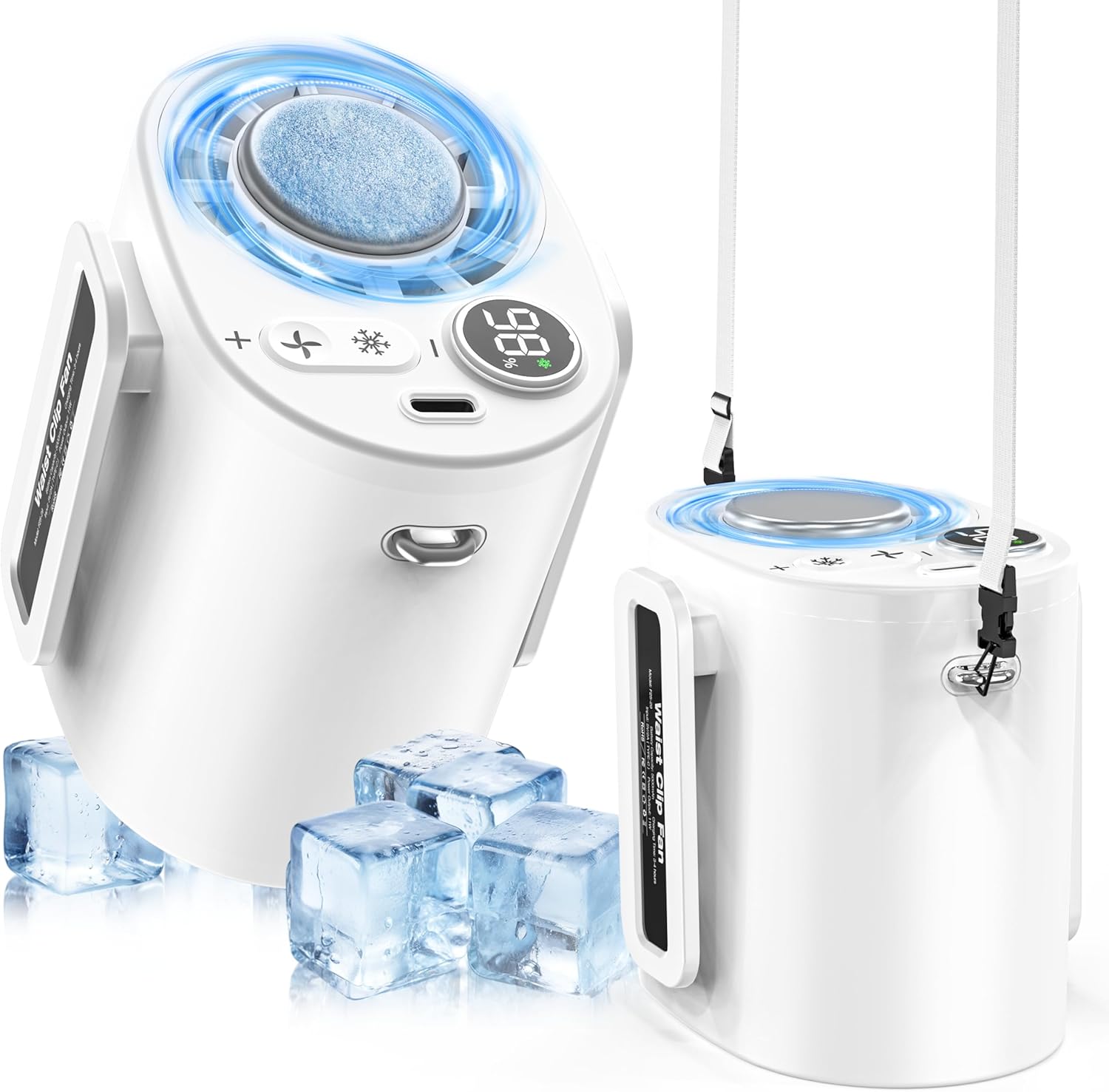 手持ち くびかけ LEDディスプレイ 100段階風量調節 5000mAh電池内蔵 アウトドア 充電式 携帯扇風機 冷..