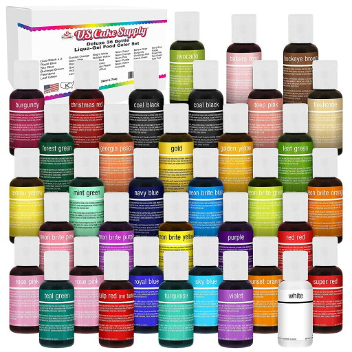 U.S. Cake Supply社Deluxe 36 Color Airbrush Cake Color Set - (20ml×36本) Bottles & Bonus Color Mixing Wheel - Safely Made in the USA product U.S. Cake Supply社Deluxe 36 Color Airbrush Cake Color Set - (20ml×36本) Bottles & Bonus Color Mixing Wheel - Safely Made in the USA product
