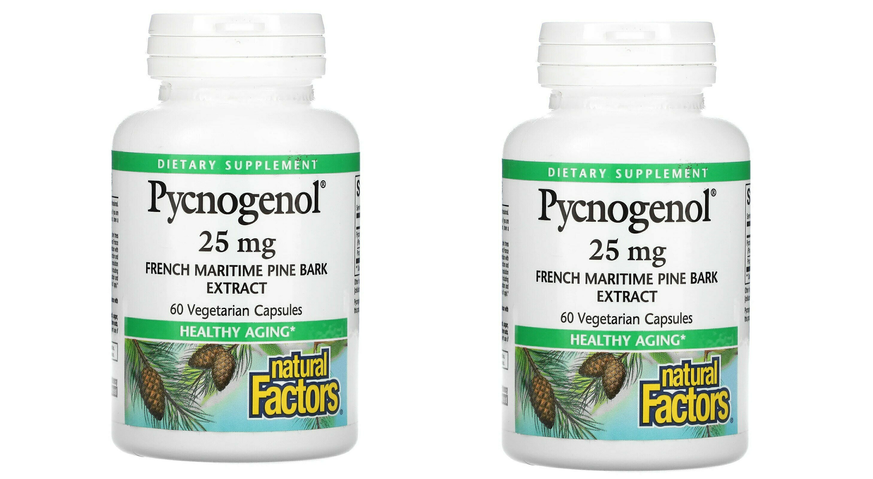 「お得な2本セット」 Natural Factors社Pycnogenol（ピクノジェノール）サプリメント1粒あたり25mg配合..