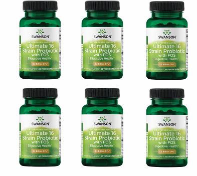 「お得な6個セット」Swanson社FOS配合アルティメット16種菌株プロバイオティクス32億 CFU EMBO Caps EM..