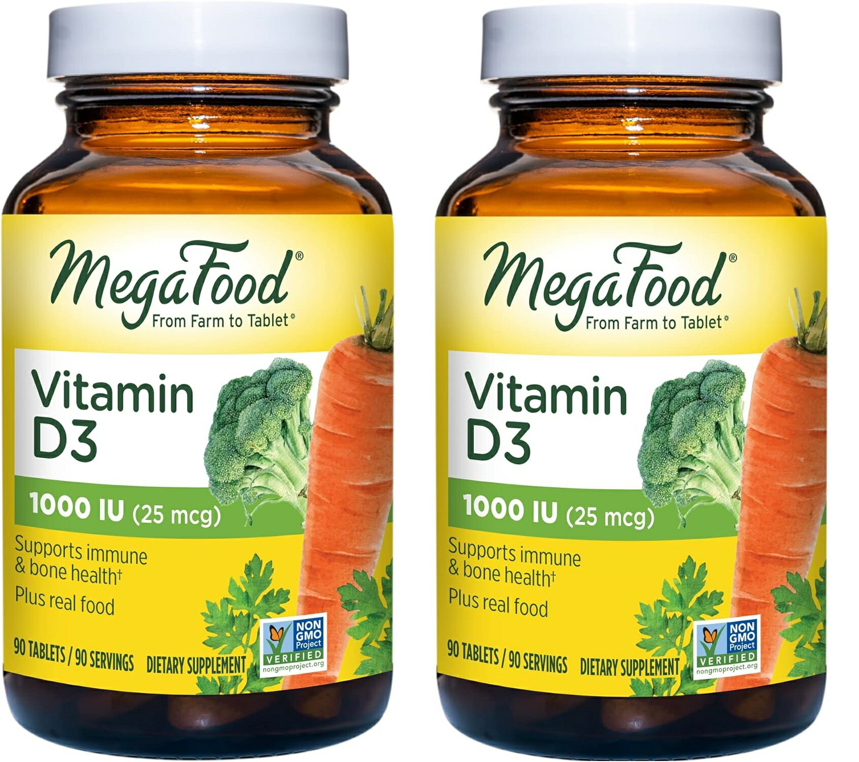 「お得な2本セット」MEGAFOOD社 ビタミンD-3 (1000IU) 90錠×2本 サプリメント
