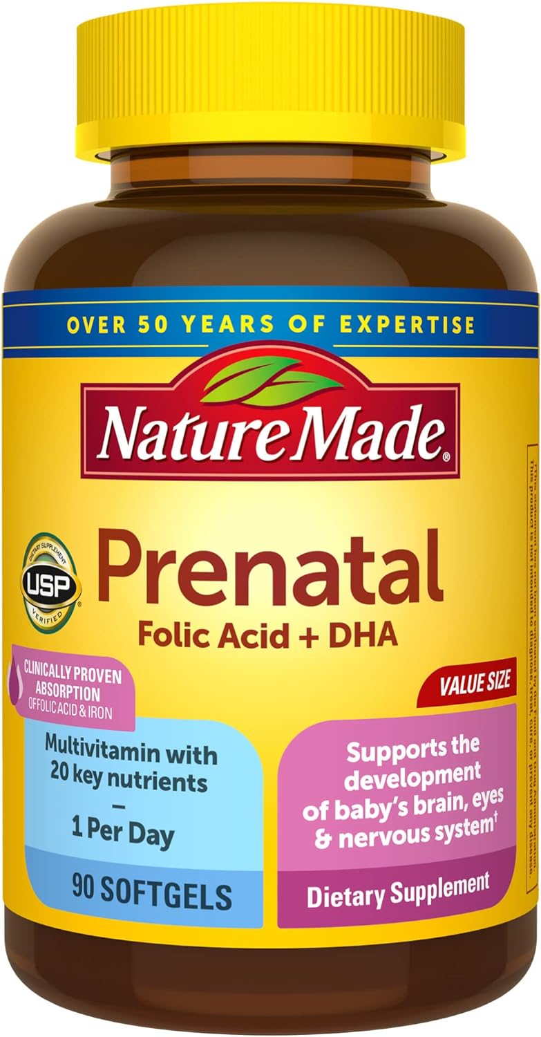Nature Made プレナタルマルチ + DHA、90ソフトジェル サプリメント