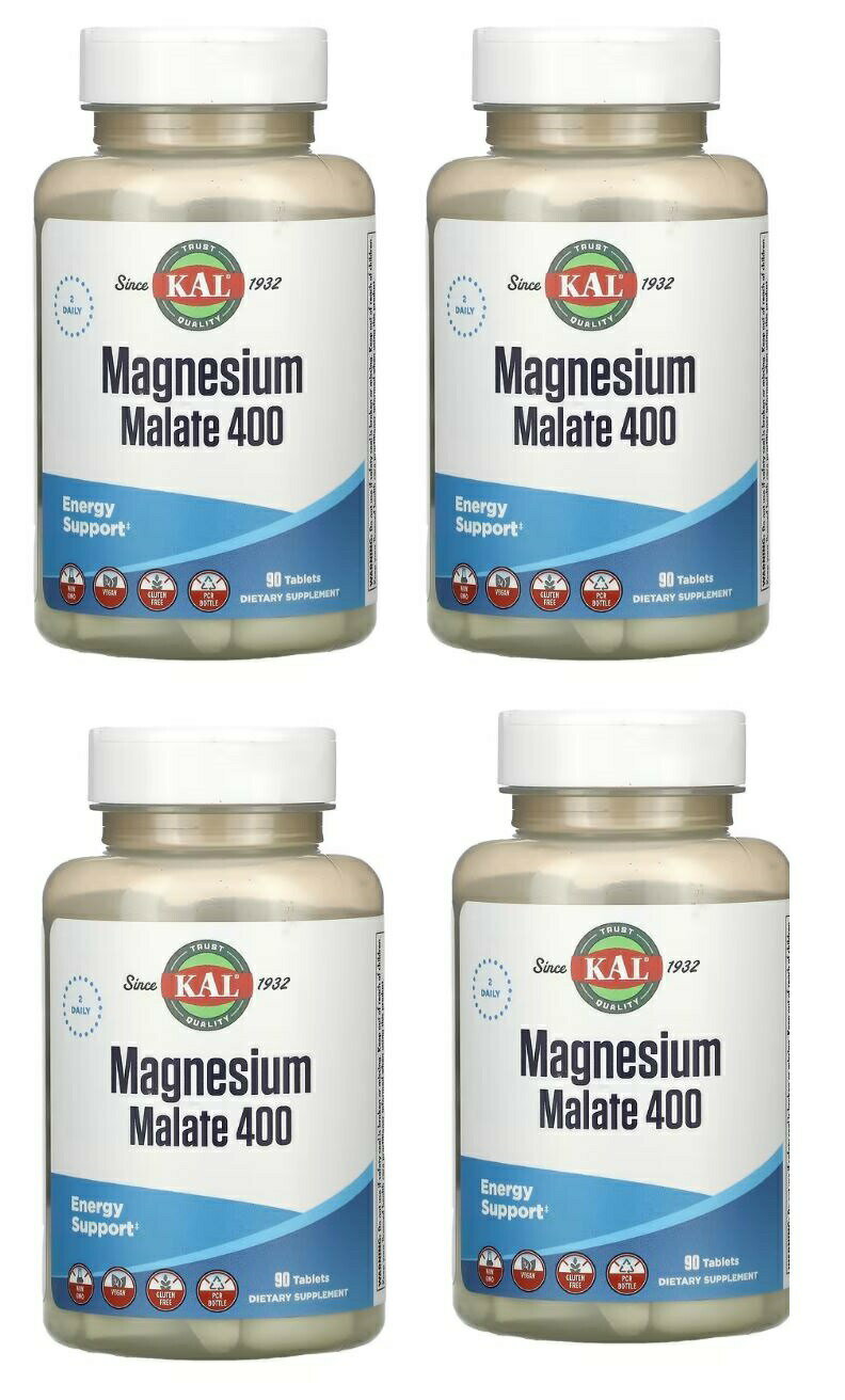 「お得な4本セット」KAL社 リンゴ酸マグネシウム 400 90粒×4本 サプリメント