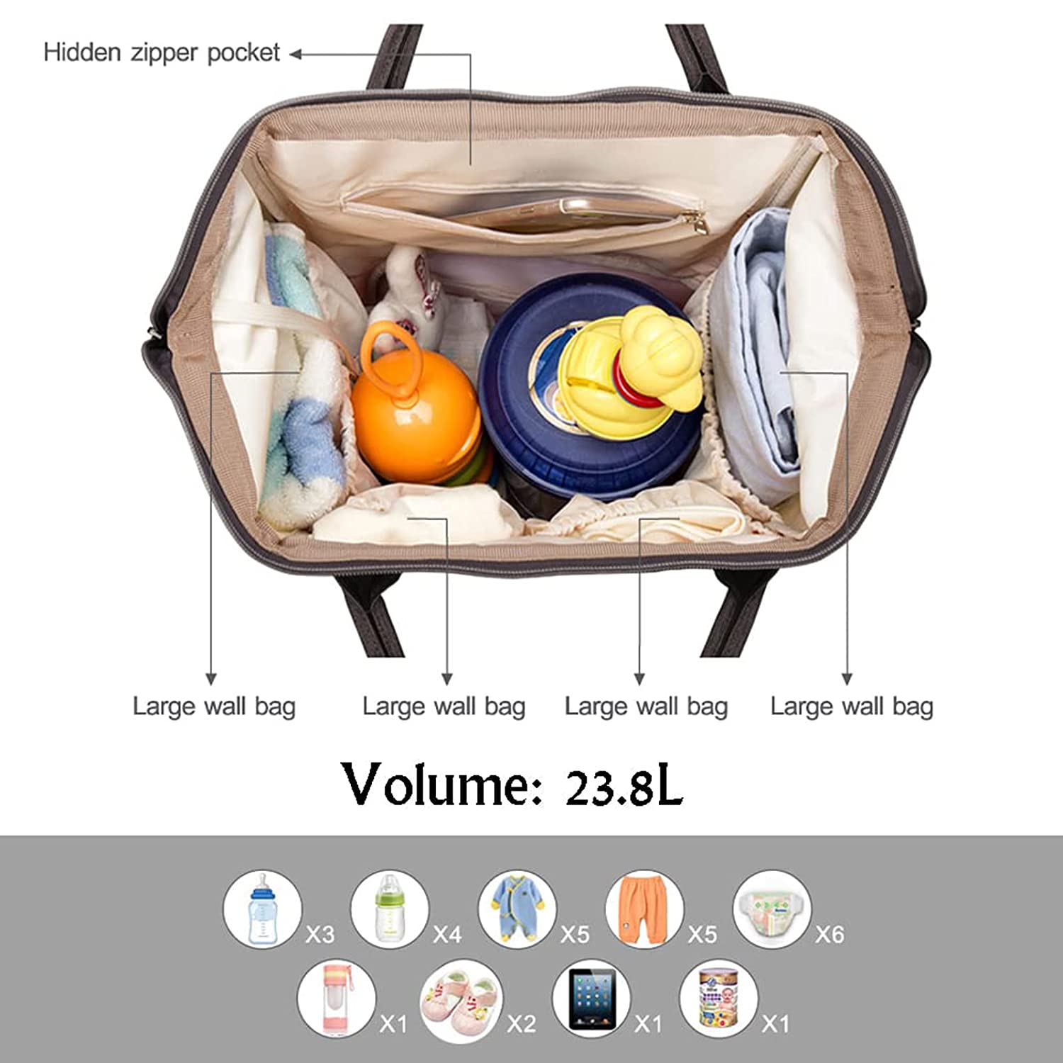 pipi bear Diaper Bag Backpack, Stylish Cute Travel Baby Bag, Jacquard Materni...