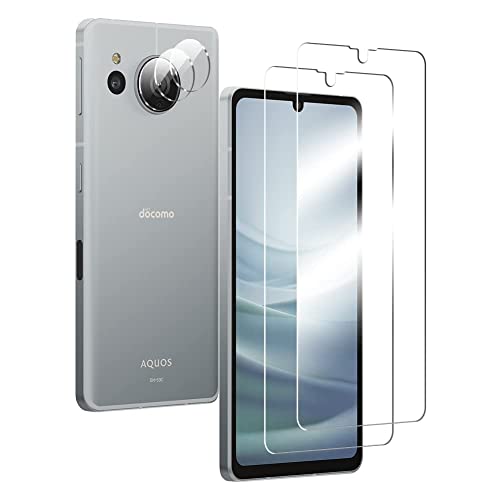 AQUOS sense7 フィルム 2枚 + AQUOS sense7 カメラフィルム 2枚 【旭硝子素材製】 AQUOS sense7 ガラスフィルム 強化ガラス 液晶保護フィルム 【気泡防止】アクオスセンス7 対応 Besecou