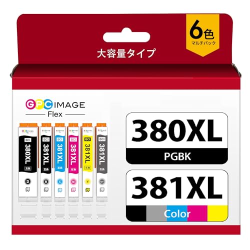 GPC Image Flex BCI-381XL BCI-380XL キャノン 用 インク 380 381 純正 と併用可能 6色セット 大容量 BCI-381 BCI-380 canon 対応 インクカートリッジ TS8130 TS8230 TS8330 TS8430 の 380 381 互換インク 【新・旧パッケージ任意発送】