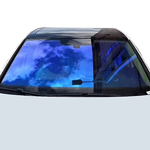 【Sunice】車 カメレオンフィルム フロントガラス 虹色 車検対応 オーロラフィルム ブルー おしゃれ 断熱 日よけ 透過率82％（50*300cm）