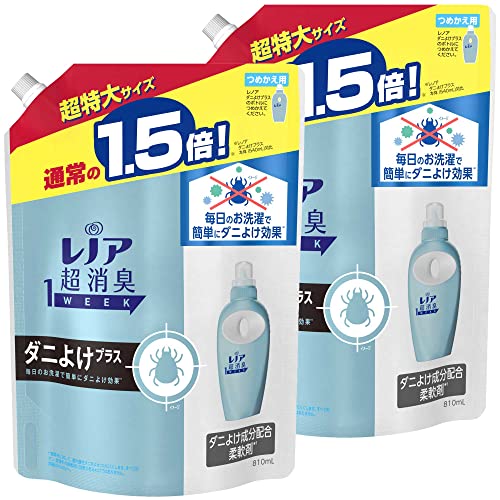 【まとめ買い】レノア 本格消臭 柔軟剤 ダニよけプラス 詰め替え 超特大 810mL×2個