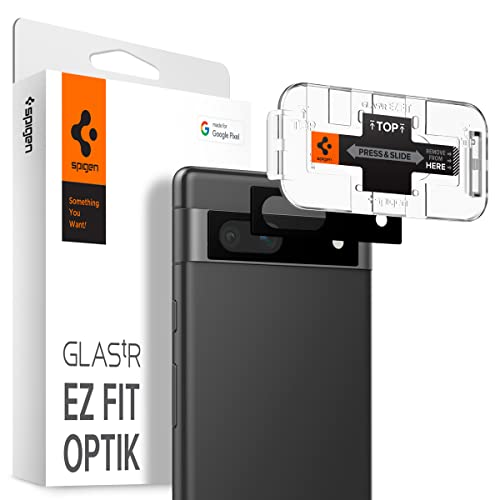 Spigen Glas.tR EZ Fit Optik カメラ保護フィルム Google Pixel 7a 用 2枚入り ブラック