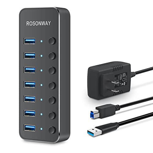 ROSONWAY USBnu 3.0 dt 7|[g USB Hub A~ 5Gbps] Ztp[ƃoXp[p 5V d ƗXCb`t