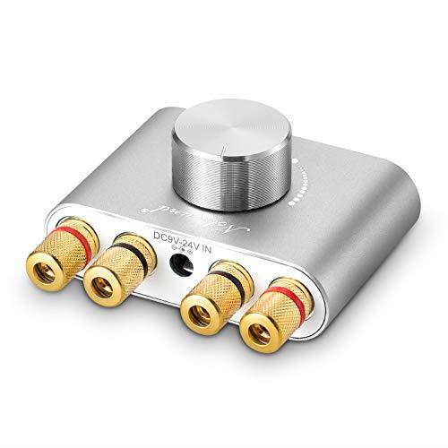 Bluetoothレシーバーとパワーアンプ(Headphone Amplifier)の2-In-1アンプです。スマホなど無線でスピーカに繋がります。ミニサイズだが、出力パワーは100Wあります。入力：AUX、USB、Bluetoothサイズ：(L)78 * (W)70 * (H)38mm更新：不必要のアラームを削除されました。ご注意：1、音が歪んでいるやBluetooth接続できない場合に、スピーカーのセイズのオーバーの原因がありますので、12V以上の電源アダプターをご使用ください。本製品に付属される12V5Aの電源アダプターは3-6.5インチ/10-120Wのスピーカーのみ対応可能で、予めご了承ください。2.USBでPCと接続する場合に、PCの背後のUSBポートを御利用ください。ミニポータブルステレオ　ワイヤレスBluetoothパワー・カーアンプ　オーディオデジタルシグナル　50Wx2 2チャンネルアンプボードモジュールアルミニウムボディ、3.5mmオーディオ信号ライン、スピーカー用AVオーディオケーブル 自動車/オートバイ/テレビ/パソコン/タブレット/スマホ android iPhone iPad iPod laptop player対応 特徴： 寸法：78x70x38mm 材質：アルミ合金 色：ゴールド、ブルー、レッド Bluetooth標準規格：Ver. 4.0 + EDR 最大通信距離：約10m 電源入力：DC9V-24V 最大出力：50Wx2 インターフェイス：AUXジャック、Micro-B USBジャック、DC 9V-24Vジャック パッケージ： 1x Bluetoothステレオパワーアンプ 1x 3.5mm AUXオーディオケーブル 1x AVオーディオケーブル 1x 電源ACアダプタ 1x マニュアル