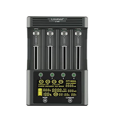 18650バッテリー充電器,LiitoKala lii-600 Li-ion-3.7VNi-MH1.2Vバッテリー充電器4スロット独立充電ポータブル183501634014500バッテリー充電器