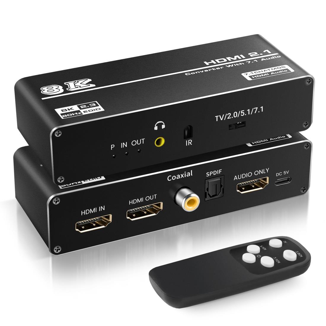 avedio links 8K HDMI音声分離器 4K 120Hz 音声分離機 7.1chサラウンドシステムに接続 音声分離機能搭載 7.1ch HDMIオーディオ 光デジタルSPDIF 同軸 3.5mmオーディオ分離器 HDMI 2.1 HDCP2.3 HDR VRR ノートパソコン/ブルーレイプレーヤー/Fire Stick/PS5/PS4/PS3/Xboxに