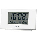 セイコークロック(Seiko Clock) 置き時計 白パール 本体サイズ:7.8×13.5×3.8cm 目覚まし時計 電波 デジタル カレンダー 温度 湿度 表示 SQ790W