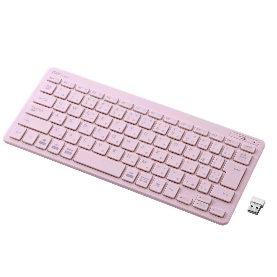 PLUS キーボード ジブンイロ 薄・ミニ ワイヤレスキーボード ピンク TW-KB002 428-855