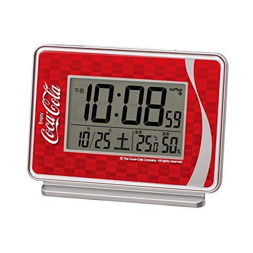 セイコークロック 置き時計 目覚まし時計 銀色メタリック 本体サイズ:9.0×12.7×5.8cm コカ・コーラ Coca-Cola 電波 デジタル 大音量 AC606R