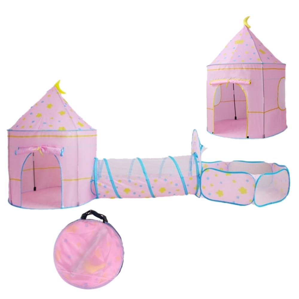 BeneBomoこどもテント キッズテントセット ポップアップ テント子供用3ピースセット ボールプールテントハウス Kids Tents プレイテントハウス 室内/屋外 取り付け簡単 キャリーバッグ付き (ピンク)