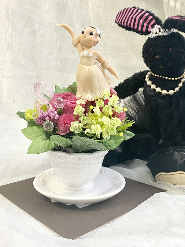NR　パワーストーン　使用　バレリーナ人形　ピック　プリザーブドフラワー　棒人形　ティーカップ　バ..