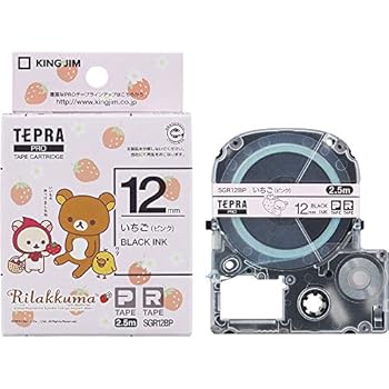 【中古】キングジム 純正 テプラPROテープカートリッジ リラックマいちご ピンク 12mm 黒文字 長さ2.5m SGR12BP