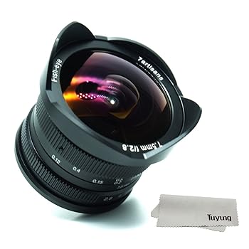 【中古】7職人7.5 MM f2 . 8 APS - Cサイズ手動魚眼レンズレンズfor Sony EMOUNTカメラ保護レンズキャップ、取り外し可能なレンズフード ? ブラック
