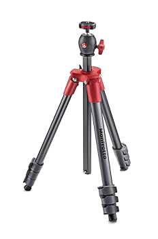 【中古】Manfrotto 三脚 COMPACT Light フォトキット アルミ 4段 レッド MKCOMPACTLT-RD
