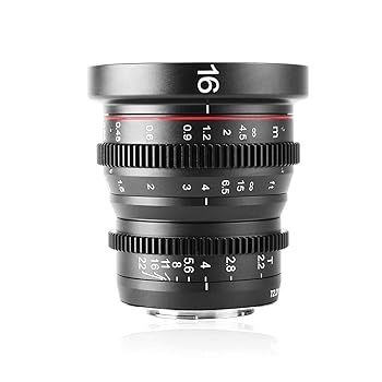 【中古】Meike 16mm T2.2マニュアルフォーカス広角固定プライムシネマレンズe-4サードセットカメラとシ..