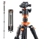 【中古】K&F Concept カメラ三脚 2m 一脚 可変式 4段伸縮 360度パノラマ雲台 レバーロック クイックシュー式 逆向き折畳 アルミ合金製 収納ケ...