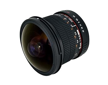【中古】Rokinon HD8M-S 8mm f/3.5 HD 魚眼レンズ 取り外し可能なフード Sony Alpha DSLR 8-8mm 固定 非ズームレンズ ブラック