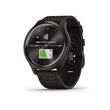 【中古】GARMIN vivomove Style 心拍計 Black Pepper Nylon / Slate 010-02240-73