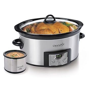 【中古】Crock-Pot 6クォート カウントダウン プログラム可能 楕円形 スロークッカー ディッパー ステンレススチール SCCPVC605-S