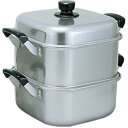 【中古】アカオアルミ 角型蒸器 28cm 一重 アルミニウム合金アルマイト、ハンドルフェノール樹脂 日本 AMS71281
