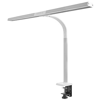 【中古】wasser 42 LED 卓上ライト セード幅80cm 超ワイド クランプライト 調光 調色 T字型 デスクライト 目に優しい 学習机 読書 オフィス デスクスタン