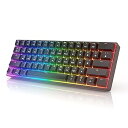 【中古】HK Gaming - gk61ホットスワップ可能な機械的なキーボード - 照らさ61 キーマルチカラーRGB PC MAC ゲーマータイピスト 用 バックライト 有線ゲ(2)