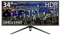 【中古】JAPANNEXT JN-VG34100UWQHDR 34インチ HDR対応ウルトラワイド液晶ディスプレイ HDMI 100Hz ゲーミングモニター