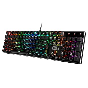 【中古】Redragon K556 RGB LEDバックライト有線メカニカルゲーミングキーボード、104キーホットスワップメカニカルキーボード、アルミニウムベース、ア