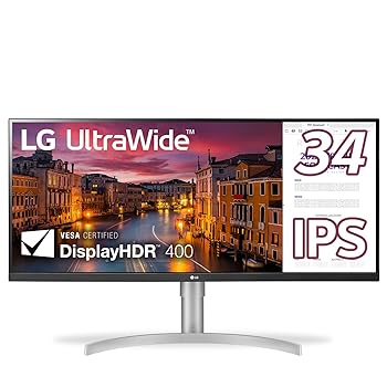 【中古】LG モニター ディスプレイ 34WN650-W 34インチ/平面ウルトラワイド2560X1080/IPS 非光沢/Display HDR 400/FreeSync/HDMI×2、DisplayPort/スピー
