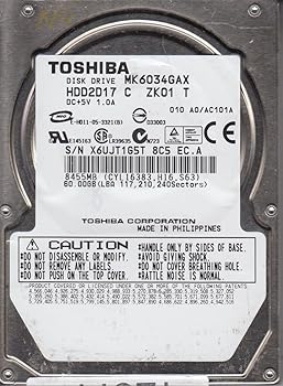 【中古】Toshiba 2.5インチ内蔵型HDD60GB/U-ATA100 MK-6034GAX