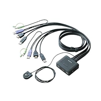 【中古】エレコム KVMスイッチ hdmi usb 切替器 スピーカー 手元スイッチ 2台 KVM-HDHDU2