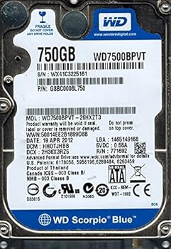 【中古】Western Digital WD7500BPVT-26HXZT3 750GB DCM:HHOTJHBB