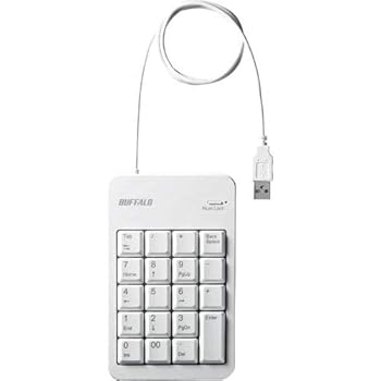 【中古】バッファロー 有線テンキー TabキーUSBハブ付 ホワイト