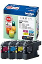 【中古】ブラザー工業 brother純正インクカートリッジ4色パック LC211-4PK 対応型番:DCP-J968N、DCP-J767N、DCP-J567N、MFC-J887N、MFC-J737DN 他(2)